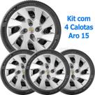4x Calota Gm Onix Prisma Corsa Aro 15 com Emblema 195cp