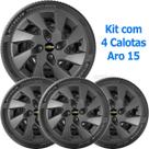 4x Calota Gm Onix Prisma Corsa Aro 15 Grafite com Emb 195cp