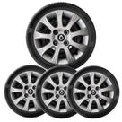4x Calota Sandero Clio e Logan Aro 14 Prata com Emblema