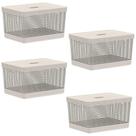 4x Cesto 20L Organizador Multiuso OU Grid Bege com Tampa