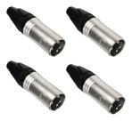 4x Conector Xlr Macho Linha Profissional Lu-71222 Luminos