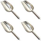 4x Pá de Inox Concha Pet Pegador Dosador de Gelo Cereal Grão Ração