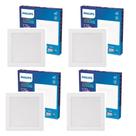4x Painel Plafon Spot Embutir 12W Philips Quadr.4000K Neutro