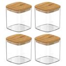 4x Pote Hermetico Cozinha 150ml OU Keep com Tampa de Bambu