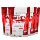 4x whey blender concentrado morango 900g hf suplementos