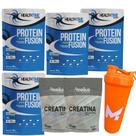 4x Whey Fusion 1.8 Kg (7,2 Kg) + 2x Creatina 300g + Coqueteleira 700 ML
