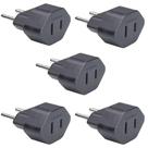 5 Adaptador 2 Pinos 10a Chato Americano P/ Redondo Adp2-22 Preto Margirius