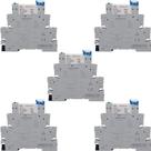 5 Base Relé De Interface Acoplador Fino Trilho Din 220V 6a