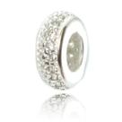 5 Berloque Prata 925 P/ Pulseira Separador Zirconia Branca