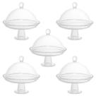 5 Boleiras Cristal com Pé Tampa Pearl Prato para Queijo Wolff Porta Bolos de Vidro