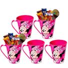 5 Canecas com Alça Minnie Rosa Meninas Lembrança e Sacola Surpresa Aniversário