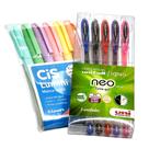 5 Caneta Gel Signo Neo Uni + 6 Marca Texto Lumini Pastel CiS