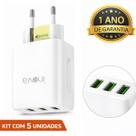 5 Carregadores De Parede Fonte Turbo 5.1a Universal 3 Usb