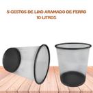 5 Cestos de Lixo Aramado de Ferro Casa Cozinha Escritório Quarto Banheiro Lixeira Multiuso Prática Moderna 10 Lts Preta