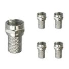 5 Conector F Coaxial Macho RG6 Crimpar Foxlux Rosqueável
