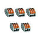 5 Conectores De Emenda 3 Polos Cinza Para Cabos 0,08- 4,0Mm Wago