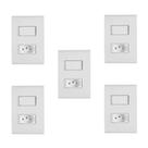 5 Conj Montado 1 Interruptor Simples 1 Tomada Liz Tramontina