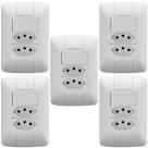 5 Conjunto Interruptor Simples 6A + 2 Tomadas 2P+T 10A Aria