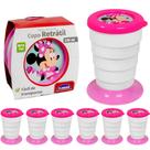 5 Copos Portátil Minnie Rosa Lembrancinha Festa Infantil