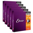 5 Encordoamentos Violão Aço Elixir .013 11102 Medium Bronze