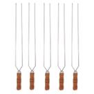 5 Espetos Duplo 50cm De Inox Com Cabo Madeira Churrasco 5 Espetos Duplo 50cm De Inox Com Cabo Madeira Churrasco