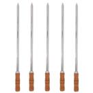 5 Espetos Espada 40cm De Inox Cabo Madeira - Churrasqueira 5 Espetos Espada 40cm De Inox Cabo Madeira - Churrasqueira