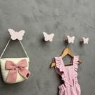 5 Ganchos de parede infantil decoração borboleta rosa 5BoMk6
