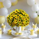 5 Girassol Artificial Decorativos Buquê de Mini Flor Permanente Para Decoração de Festas Temáticas com Flores - DE1825