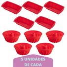5 Kit Forma Espiral Bolo + Forma Para Pão Sortida Silicone