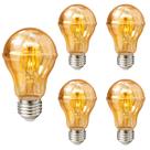 5 Lâmpada Filamento Led Retrô Pera A60 Luz Quente 4W 110V