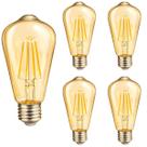 5 Lâmpada Filamento LED ST64 Retrô 4W Âmbar Dimerizável 110V