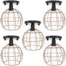 5 Lustres Teto Plafon Industrial Aramado Globo Cobre Rose Retrô Luminária Vintage Preto Agp Ilumini 5 Lustres Teto Plafon Industrial Aramado Globo Cobre Rose Retrô Luminária Vintage Preto Agp Ilumini
