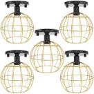 5 Lustres Teto Plafon Industrial Aramado Globo Dourado Retrô Luminária Vintage Preto Agp Ilumini 5 Lustres Teto Plafon Industrial Aramado Globo Dourado Retrô Luminária Vintage Preto Agp Ilumini