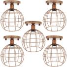 5 Lustres Teto Plafon Industrial Aramado Globo Retrô Luminária Vintage Cobre Rose Gold Agp Ilumini 5 Lustres Teto Plafon Industrial Aramado Globo Retrô Luminária Vintage Cobre Rose Gold Agp Ilumini