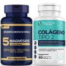 5 Magnésio 60 Cápsulas Colageno Tipo 2 60 Cápsulas kit 1 frasco de cada