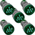 5 Medidor Voltímetro Digital 22mm Verde de 20-500Vca - AD22-22VS-G
