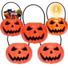 5 Mini Balde 3D de Abóbora p/ Doces Vela Decorar Lembrança Festa Bruxas Halloween