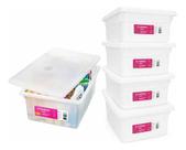 5 Organizador Plastico 20L Branco Multiuso Com Tampa Sanremo