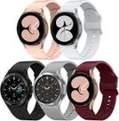 5 pacotes de pulseiras compatíveis com Samsung Galaxy Watch 4 40 mm 44 mm/Galaxy Watch 4 Classic 46 mm 42 mm, 20 mm pulseiras de reposição de silicone ajustáveis para mulheres homem preto/cinza/branco/vinho vermelho/rosa