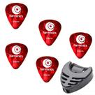 5 Palhetas De Guitarra Violão Harmonics 058 + Porta Palheta