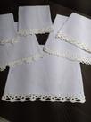 5 Panos De prato Branco com Bico Em Crochê Branco