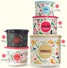 5 Peças - arroz + feijão + café + açúcar + sal - Conj. Mantimentos Floral - Tupperware