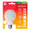 5 Peças Lâmpada Bulbo A60 Superled 6W Bivolt E27 Branco Frio