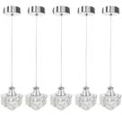 5 Pendente Cristal Para Quarto Metal Prateado G9 Bet43