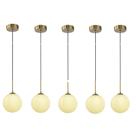 5 Pendente Globo Vidro Branco Ø12cm Dourado Ball Sala Zan14