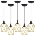 5 Pendentes Aramado Cálice P Luminária Lustre Teto Retrô Vintage Industrial Balcão Dourado