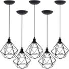 5 Pendentes Aramado Diamante Luminária Lustre P Teto Retrô Vintage Industrial Balcão Agp Ilumini