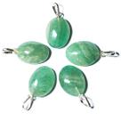 5 Pingentes Cabochão Oval 20mm Onix Verde Natural Prata 950