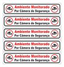 5 Placas Ambiente Monitorado Câmeras De Segurança 25x5cm Ps