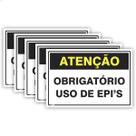 5 Placas Atenção Obrigatório Uso De Epi 30x20 cm Sinalização